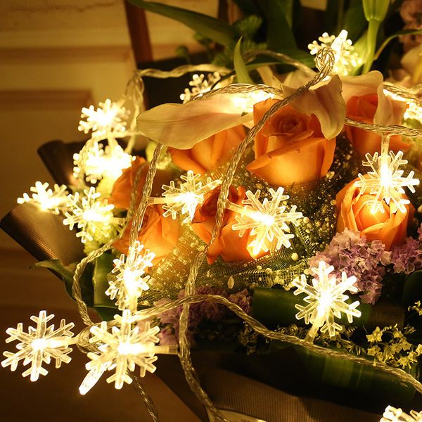 

snowflake fairy string lights battery powered 2021new year decorations for home christmas tree decoration xmas garland