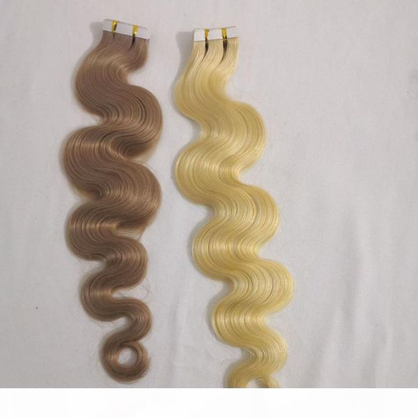 

tape in hair body wave 2.5g piece 40pieces lot 16inch to 24inch longer tape on human remy hairs skin weft, Black