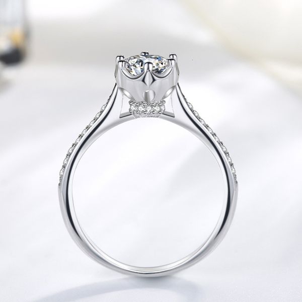 

Luxurys Designers Fashion Jz247 imitation diamond ring inlaid with 90 point zircon women's flower bud fairy group ring, Silver