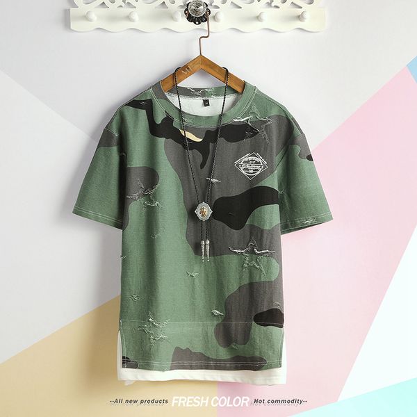 

2021 new camouflage spring men design tshirt tactical mens t-shirt masculina broken t shirt q4xp, White;black
