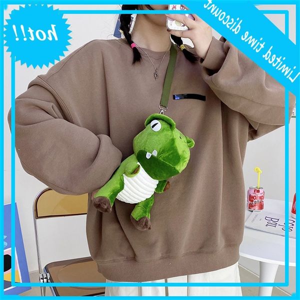 

cartoon plush dinosaur 2020 new bungee shoulder ugly cute doll messenger bag fashion
