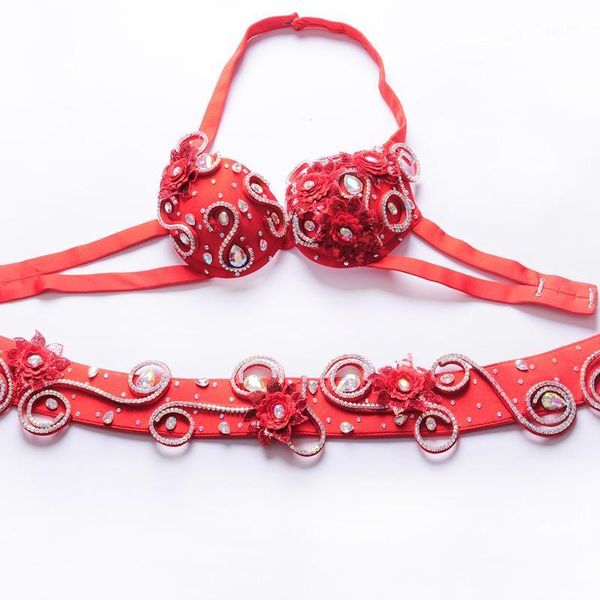 

2020 new women's belly dance set costume belly dancing clothes night dance bellydance carnival chain bra belt wy80531, Black;red