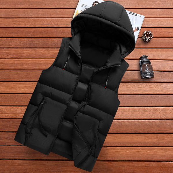 

men's autumn and thickened down cotton winter jacket young couple korean trend hooded vest, Black;white