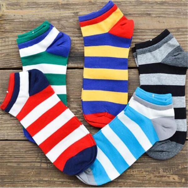 

men's socks colorful men cotton 5 pairs/lot spring summer and autumn fashion low ankle stripes short art sock1, Black