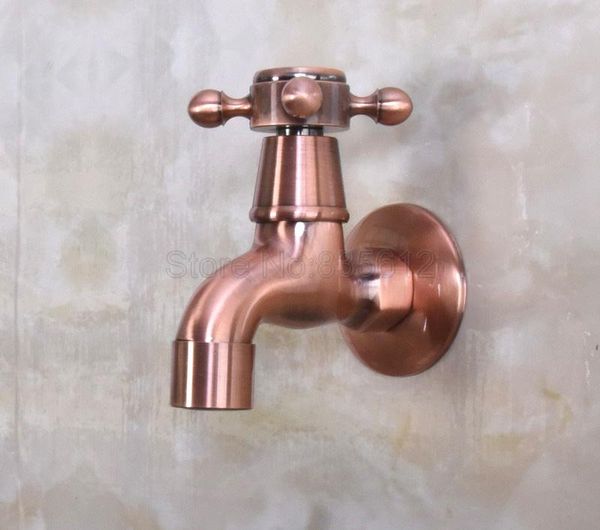 

antique red copper wall mounted cross handle mop pool faucet / sink cold water tap wav302