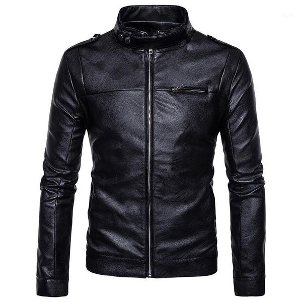 

new men's leather jacket casual leather jacket all-match korean fashion1, Black