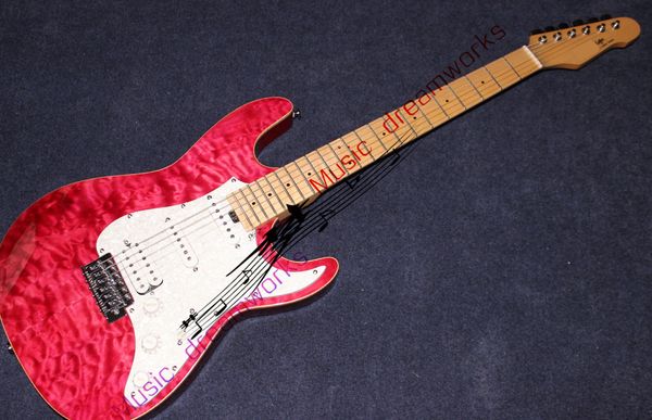 

electric guitar solid body color red avril mahogany