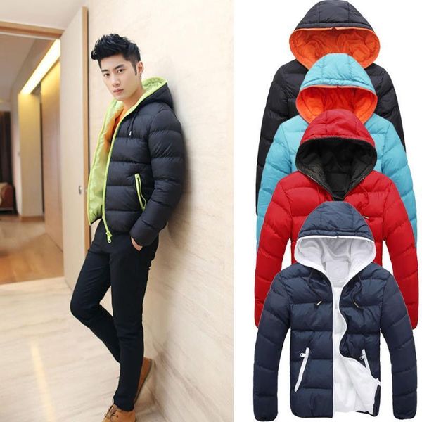 

cotton-padded winter 2020 new thick warm men's casual down jacket zipper hooded parka coat big yards young jacket 5 color m-xxxl, Black