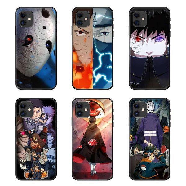 

naruto - mobile case uchiha obito, animation shell for vip 5, se, 2, 6, 7, 8 plus, x, xs, xr, 11 profsional, largt, black4fre