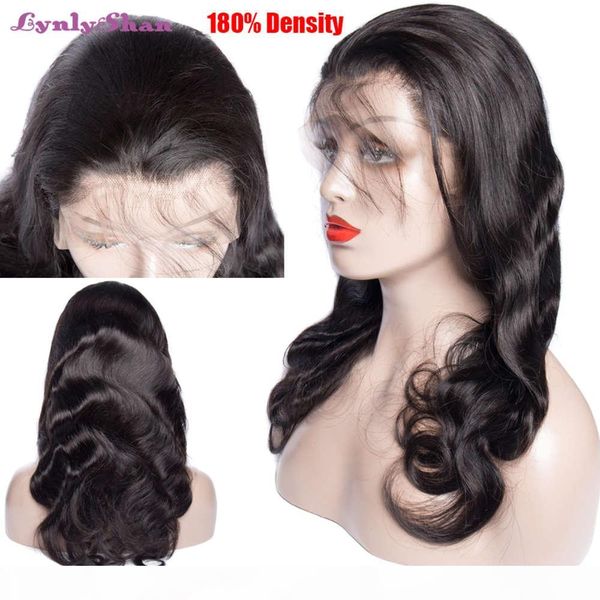 

body wave hd 13x6 human wig brazilian remy hair 150% 180% density natural color transparent lace front wigs, Black;brown