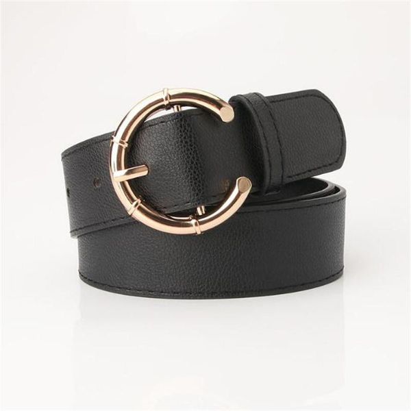 

metal c belt buckle solid pu belt 106cm * 3.4cm women belts female lady casual waistband girls girdle, Black;brown