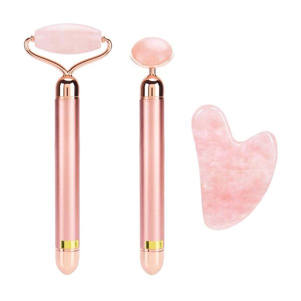 

original electric jade roller gua sha massager set, anti aging face eye body massager, 100% natural jade roller and jade stone beauty tool