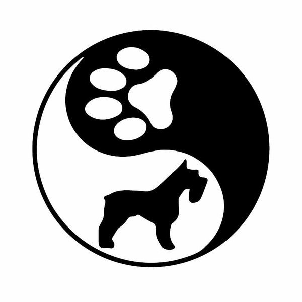 

14.9x14.9cm yin yang schnauzer art vinyl decal dog miniature car sticker black/silver c24-1285