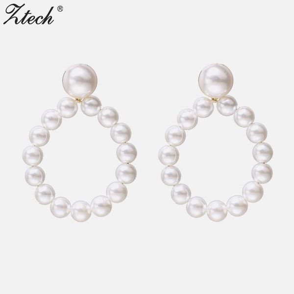 

dangle & chandelier ztech trend imitation pearl earrings female white round wedding pendant fashion korean statement jewelry, Silver