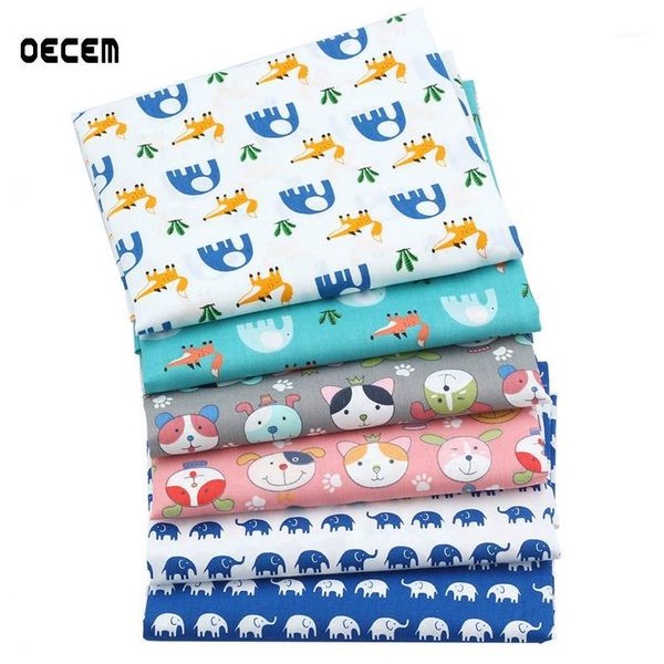 

oecem cartoon animals design cotton fabric sewing quilting fat quarters material for baby&kids cloth 6pcs o2-6-491, Black;white