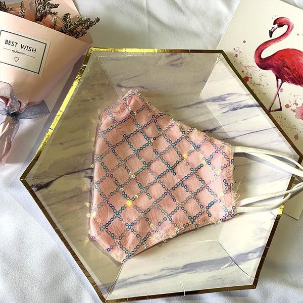 

party mask sparkle face blink fashion jewel lace women mask for decoration dust sun washable face mask
