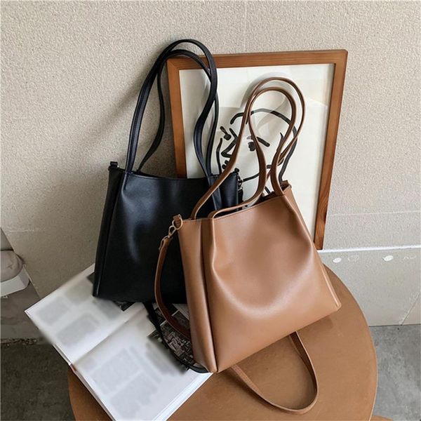 

simple casual women's big shoulder bags for autumn winter vintage messenger bags female travel handbag totes ourses new 2020