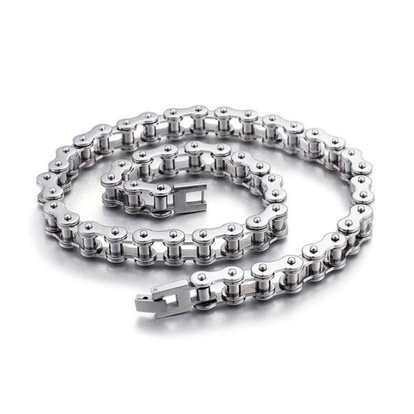 

punk rock 11mm wide bike necklace bracelet mens silver color 316 stainless steel motorcycle bicycle biker chain necklace jewelry