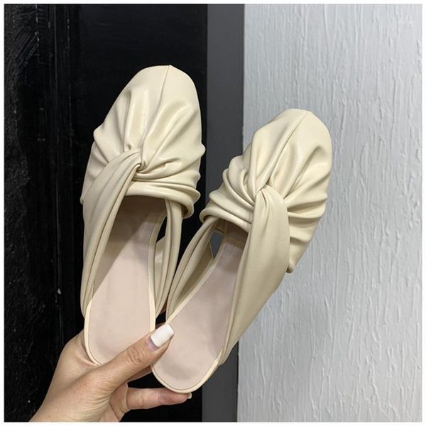 

slippers fashion women round toe bow-knot slip on mules sandal flat heel elegant slides casual slipper1, Black