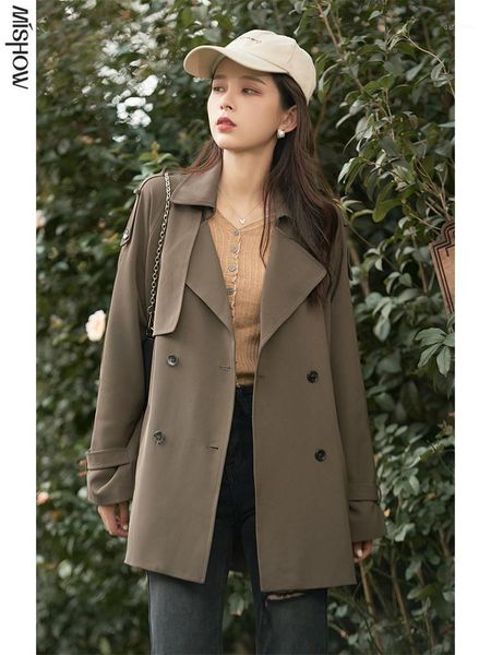 

mishow 2020 autumn trench for women solid office lady windbreaker long sleeve clothing elegant coat female jacket mx20c72291, Tan;black