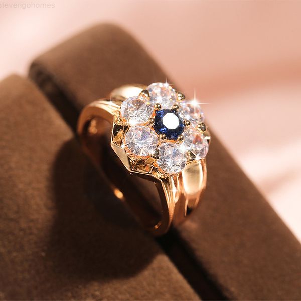 

flower 2020 new women's korean fashion wedding aaaaacz engagement valentine's day jewelry gift ring, Slivery;golden