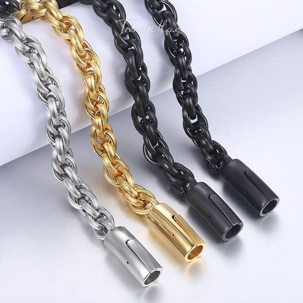 

bracelets for men gunmetal stainless steel gold black triple cable link mens bracelet wholesale jewelry 9mm hkbm153
