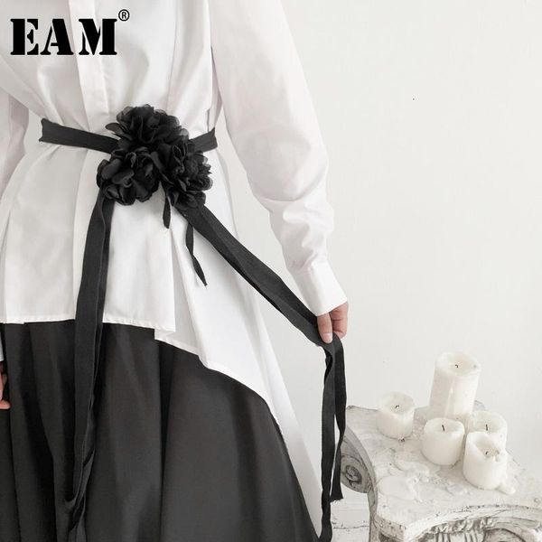 

eam] black bandage long three-dimensional flower belt personality women new fashion tide all-match spring autumn 2020 19a-a572, Black;brown