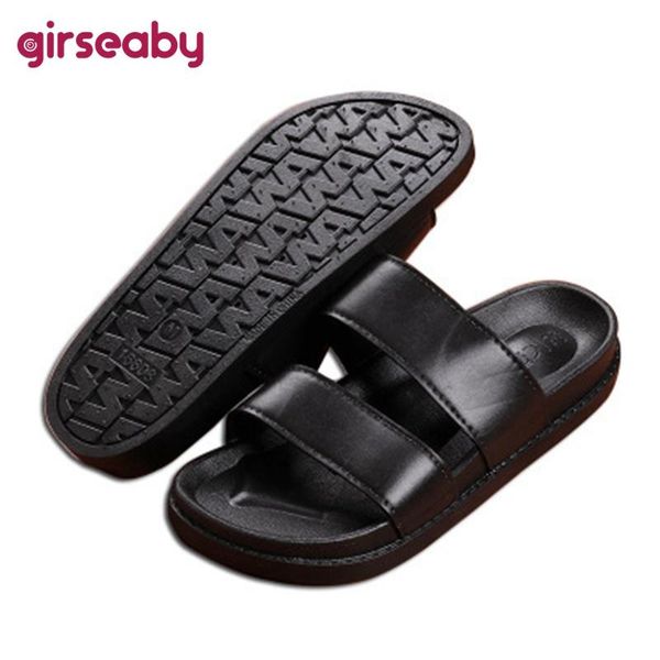 

slippers girseaby ladies 2021 couple open toe platform flat shoes non-slip soft simple big size 45 summer male f1120, Black
