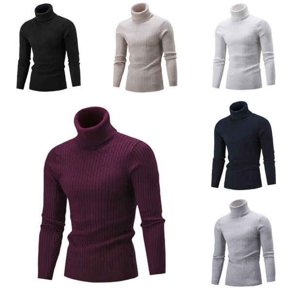 Mens Moda Camisola Meninos Alto Collar Cor Sólida Camisa De Fundo Jovem Casual Tops Outono Roupas Novas 2020 Para Atacado