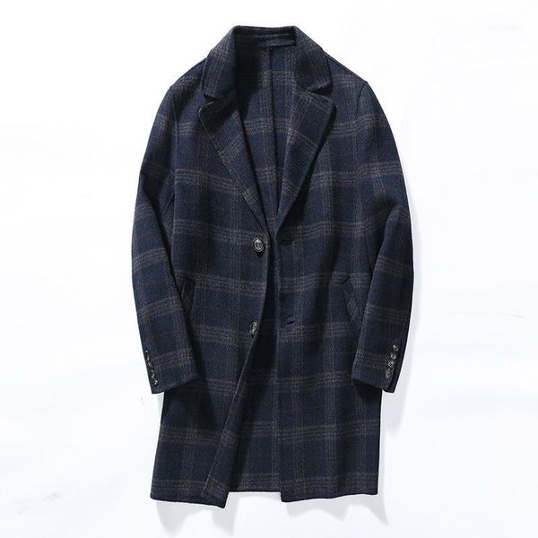 

while cassini cloth coat male long fertilizer plus-size grid double-sided cashmere coat dust of england1, Black