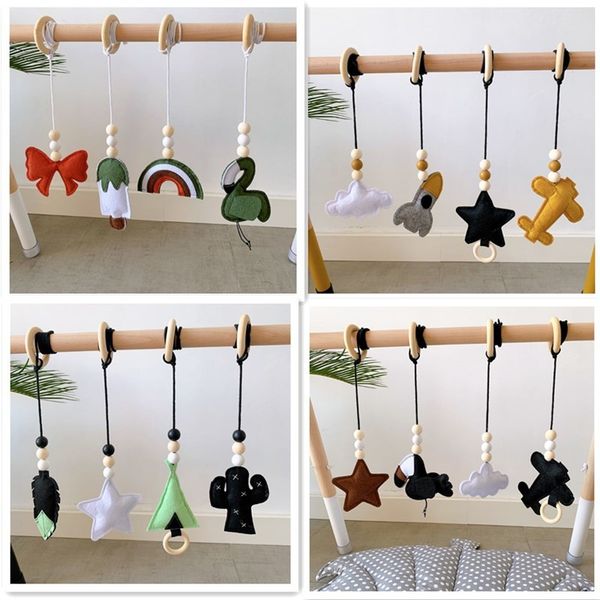 

3-4pcs solid wood fitness rack pendant baby gym toy hanging ornaments room decor kids toy baby toys attract babies play itq1221