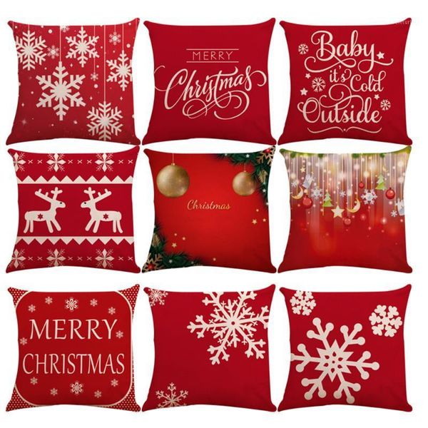 

cushion/decorative pillow 40# square cover cushion case toss pillowcase hidden zipper closure red christmas clothes beer snowflake decor1