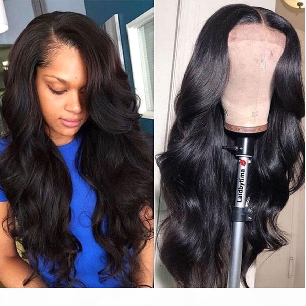 

lace front human hair wigs for black women remy malaysian full body wave lace frontal wigs with baby hair pre plucked natural, Black;brown