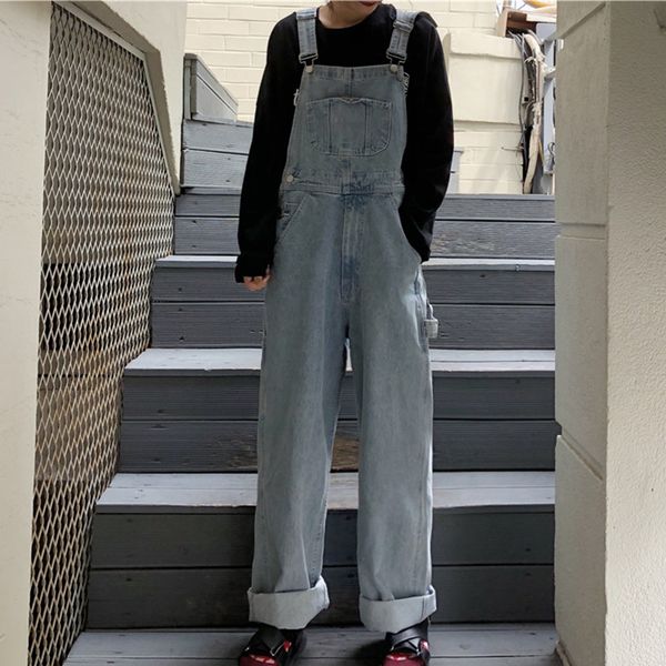 

korean fashion women's fashion monkey, tight jeans, leg width, 100% high waist cotton, big and spacious trousers, female monkey, Blue