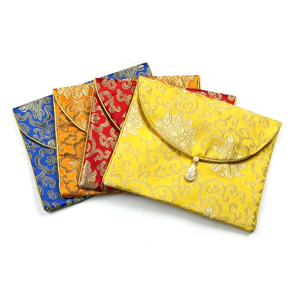 

luxury chinese style scripture book bag lucky large silk brocade storage bag buddhist books cloth protection collection bag