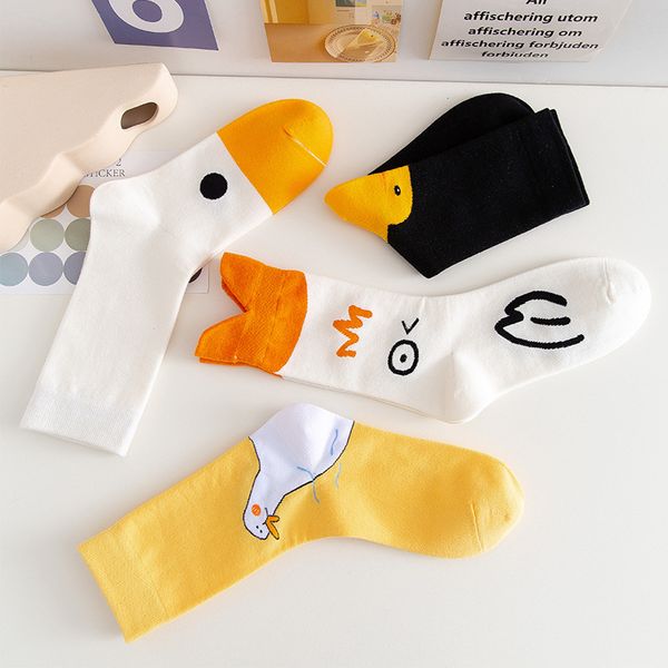 

cartoon stockings women middle tube socks autumn winter goose cute sock tide funny academic style casual 3 9yca o2, Black