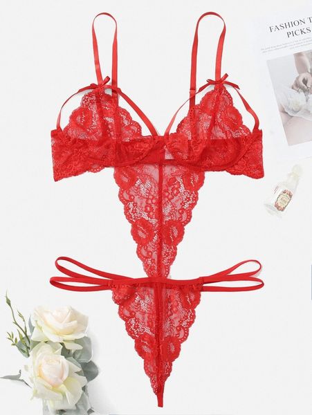 

plus floral lace scallop trim teddy bodysuit s3dq#, Black;white