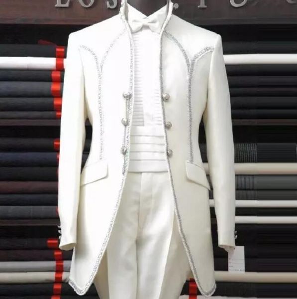 

men's suits & blazers white man shawl lapel three button bow tie groomsman tuxedos men wedding beautiful, White;black