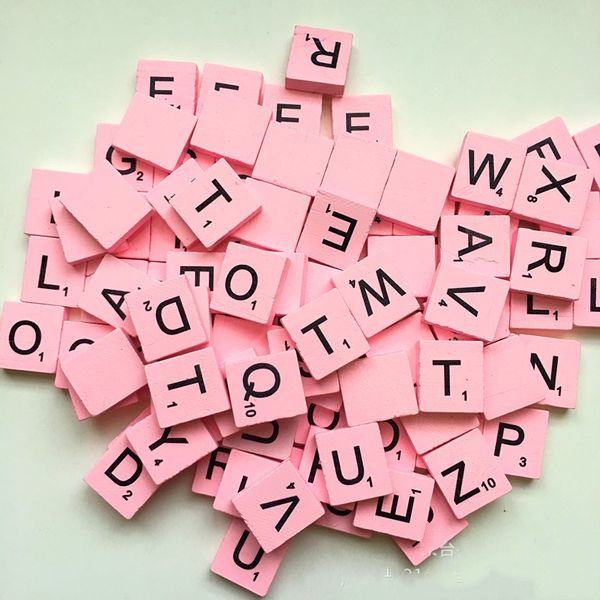 100 Teile/satz Bunte Englische Wörter Holz Buchstaben Alphabet Fliesen Schwarz Scrabble Buchstaben Zahlen Für Handwerk Holz 516 S2