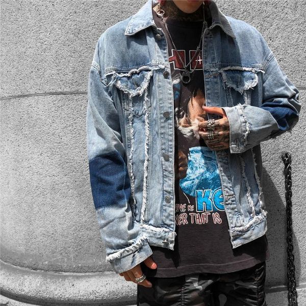

men's jackets 2021 washed denim print jacket loose mens men sa-81, Black;brown