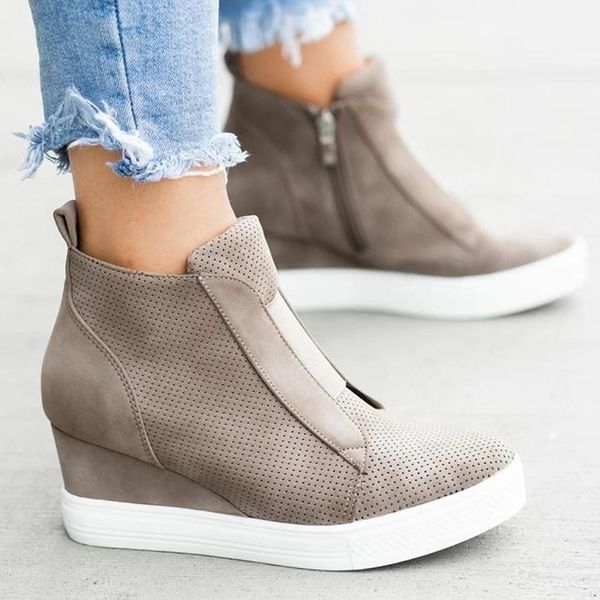 

women boots plus size 35-43 fashion round toe ankle boots zip ladies winter boot woman shoes black brown gray sneakers women1