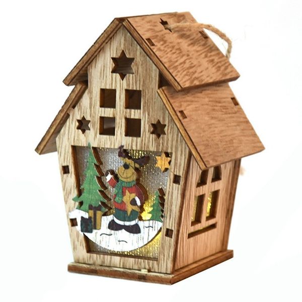 

tree wooden luminous cabin pendants christmas children handmade diy gifts window decoration ornaments