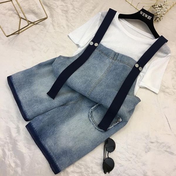 

women's denim sling shorts female summer new thin retro port wind loose wild large size 5xl fashion high waist jumpsuit a111, Black;white
