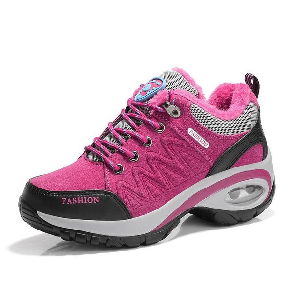 

winter women casual shoes outdoor hiking shoes platform sneakers fashion non-slip increased cotton plus velvet warm boots, Black