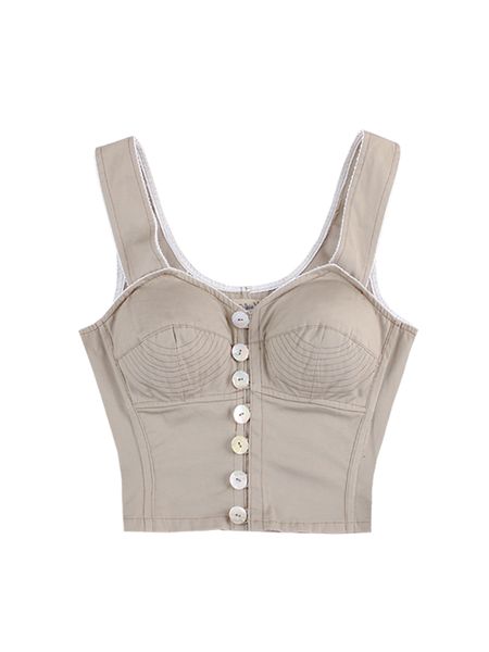 

2021 new le palais origonal french vintage quilted with chest cushion vest short complicated process 1x1g, White