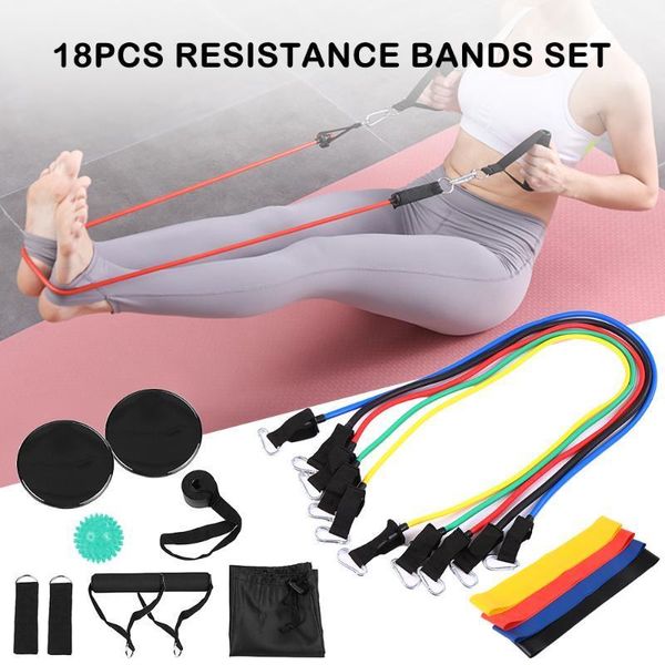 

18pcs gym fitness equipment resistance bands set workout fintess exercise rehab bands loop spiky massage ball for home gym1