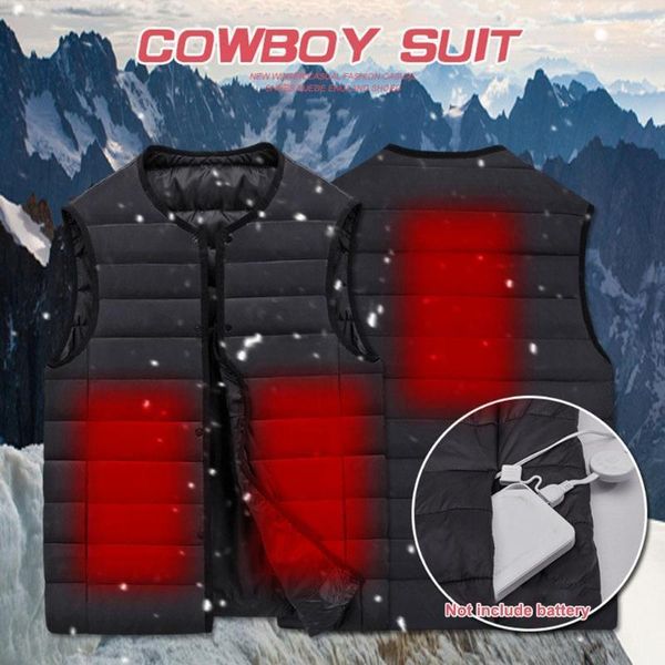 

usb charging heating vest men women cotton coat v-neck graphene carbon fiber back double pocket heating warm jacket clothes1, Gray;blue