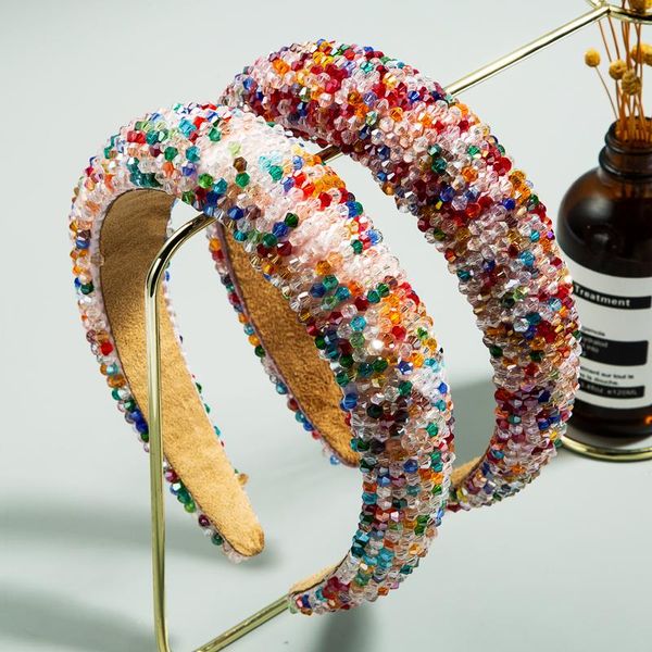 

luxurious baroque multi color crystal headband for lady elegant hand made beaded thick sponge hair band bridal wedding headpiece, Golden;silver