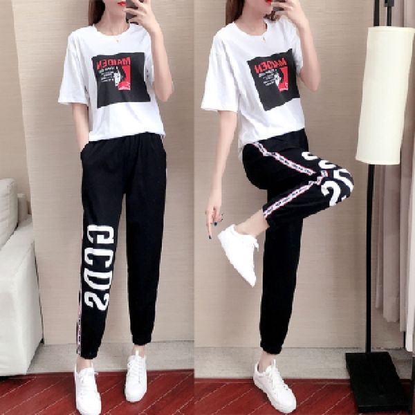 

28ooy 2020 новый корейский стиль короткие и летний отдых спортивные женские костюм весна студент щиколоток брюки модно в западном стиле обму, Gray