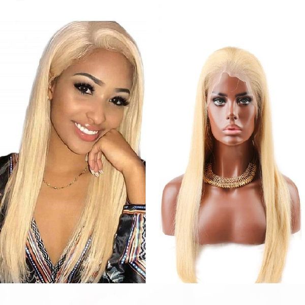 

greatremy #613 blonde remy brazilian human hair full lace wigs 100 glueless full hand tied wig with baby hair 8a brazilian straight wigs, Black